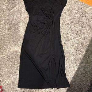 🛑MUST BUNDLE🛑 Shein Women's Black Draped Midi Dress Size XL Cocktail V-Neck